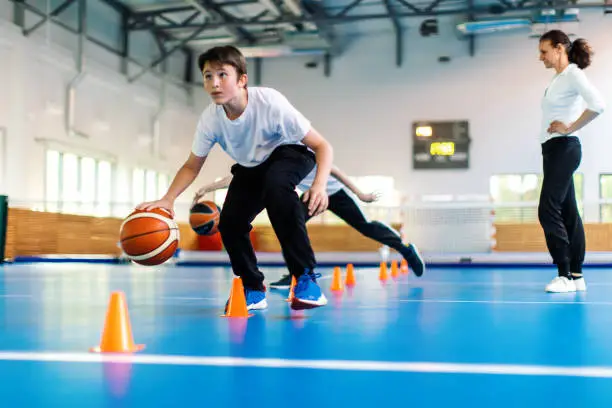 physical education class and sport training in high school